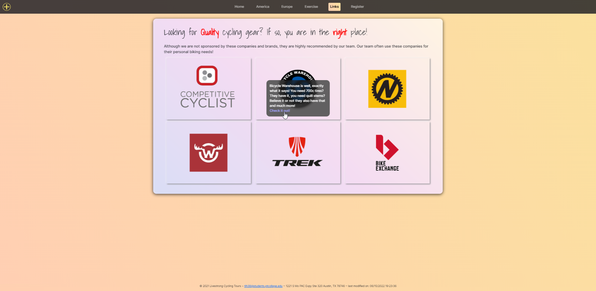 Livestrong Cycling Links